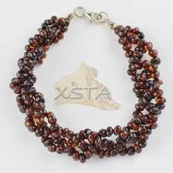 Cherry amber beads bracelet with silver